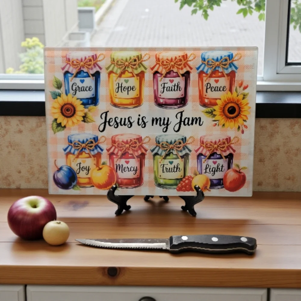 Jesus, Is My Jam Glass Cutting Board - Custom Made